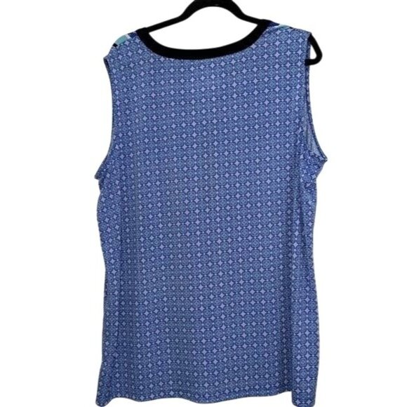 Jones New York Signature 3X Blue Sleeveless Top With Printed Design - Picture 5 of 6